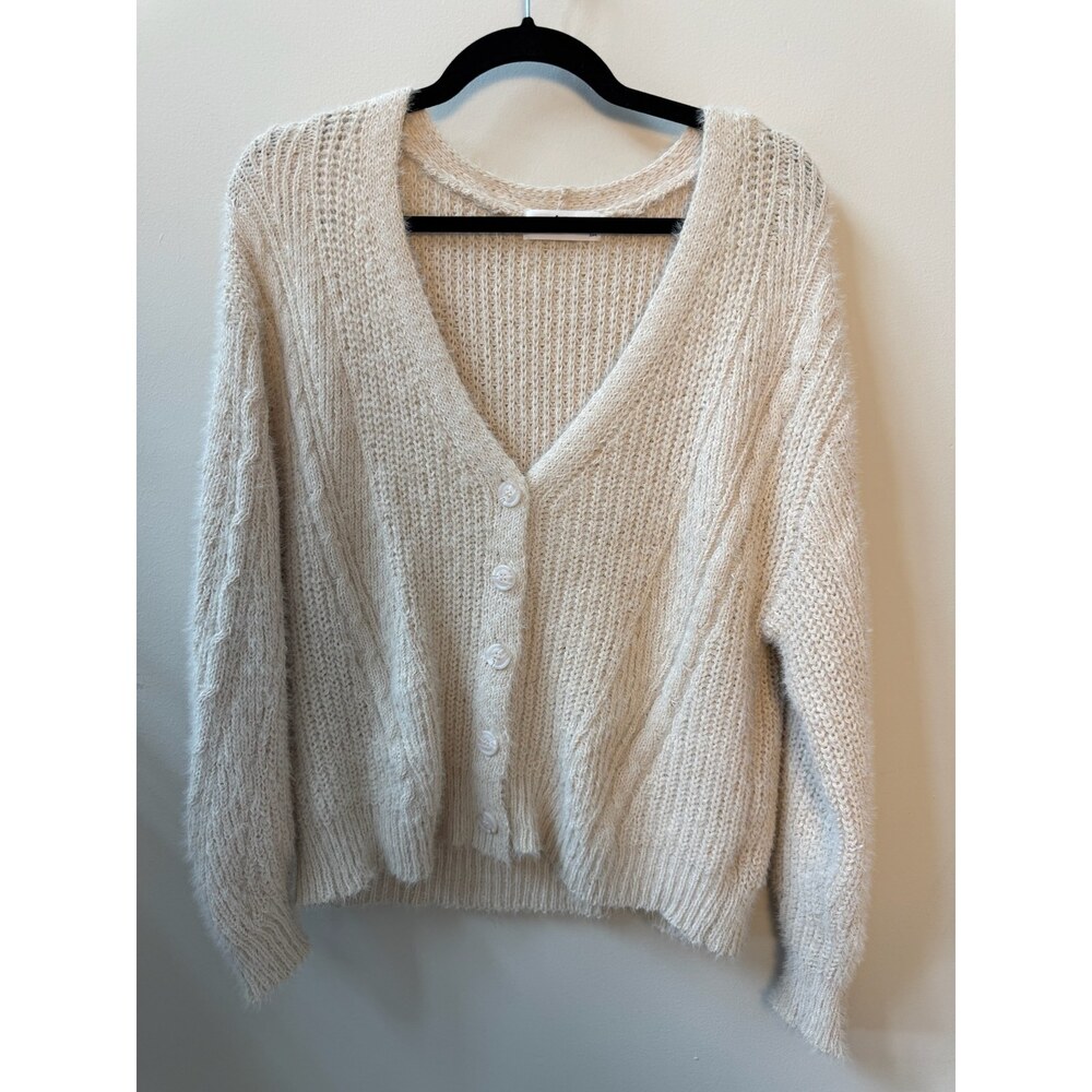 Carly Jean Los Angeles Cream Chunky Knit Cardigan Small/Medium